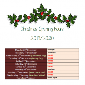 Vale Xmas opening hours